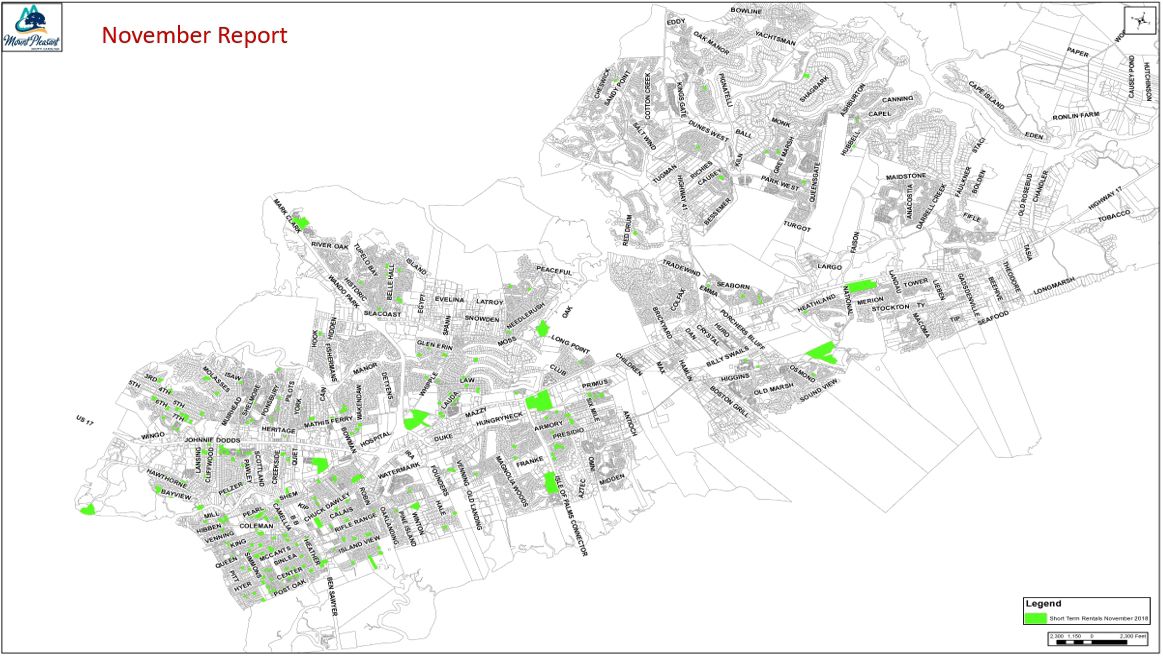 Short-term rentals in Mount Pleasant, November 2018 (copy)
